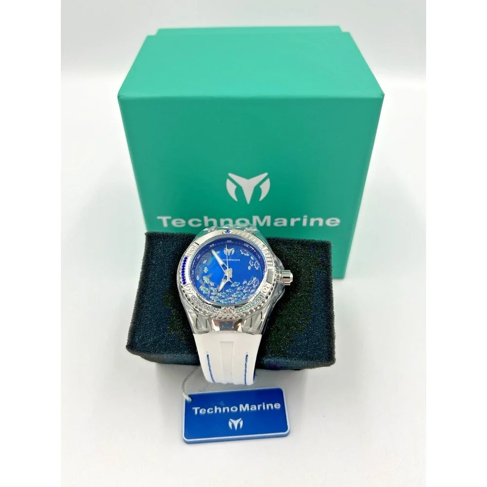 TechnoMarine Cruise Dream Unisex Watch  40mm Blue Face/White Strap - TM125007